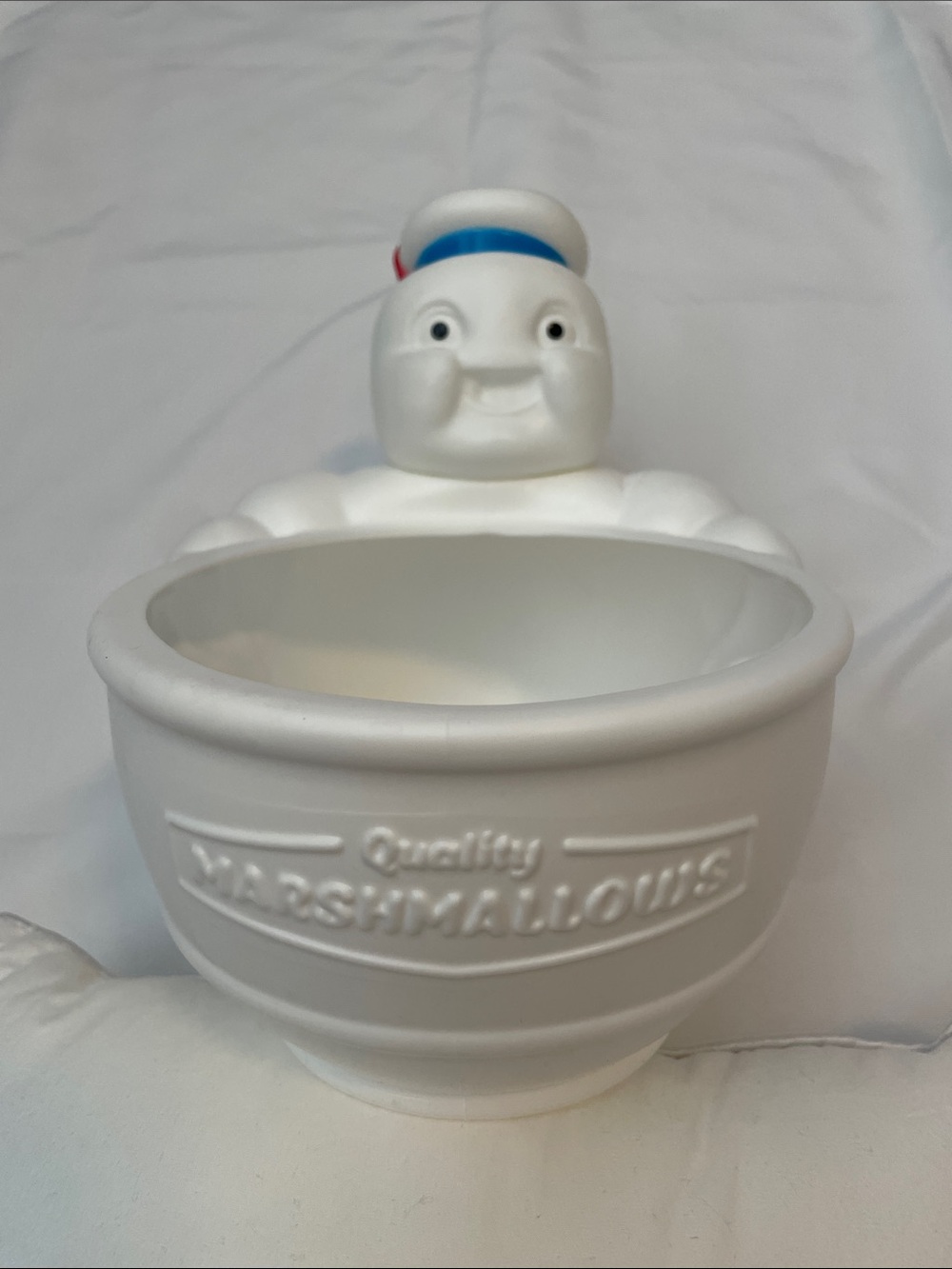 Stay Puft Marshmallow Man Popcorn Bowl - White with Blue & Red Hat Detail 
New